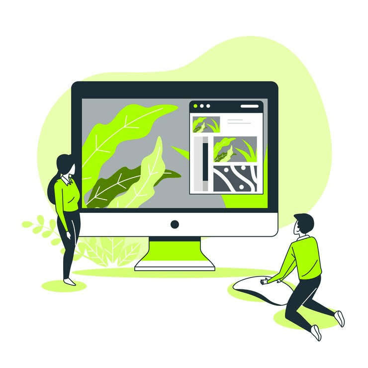 Illustration of a person customizing web content on a screen, representing user-focused updates as part of a website redesign checklist.